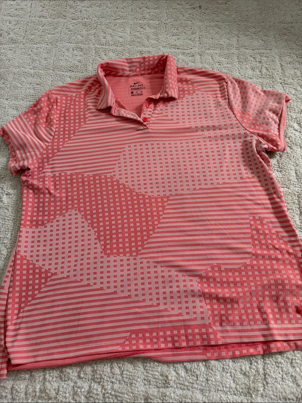 Nike Pink Geometric Pattern Polo Top